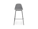 Tabouret de bar FENTON en velours gris et pied en métal noir