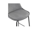 Tabouret de bar FENTON en velours gris et pied en métal noir