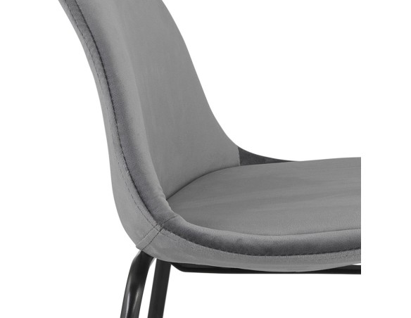 Tabouret de bar FENTON en velours gris et pied en métal noir
