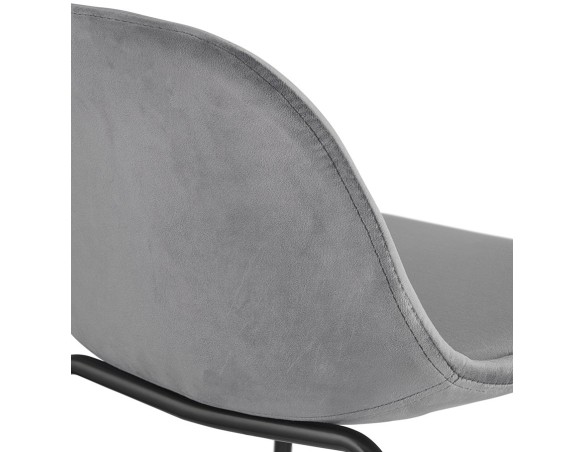 Tabouret de bar FENTON en velours gris et pied en métal noir