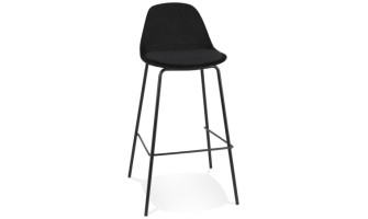 BS06470BLBL 5404028337523 Tabouret de bar FENTON en velours noir et pied en métal noir