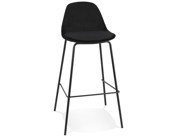 BS06470BLBL 5404028337523 Tabouret de bar FENTON en velours noir et pied en métal noir