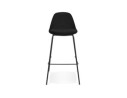 Tabouret de bar FENTON en velours noir et pied en métal noir