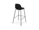 Tabouret de bar FENTON en velours noir et pied en métal noir