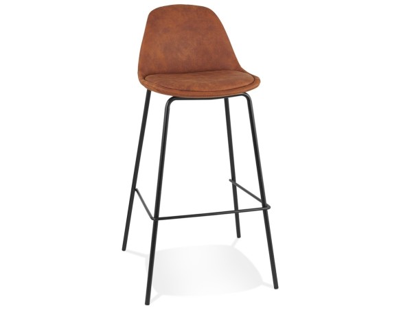 BS06480BRBL 5404028337547 Tabouret de bar GIRON en microfibre brun et pied en métal noir