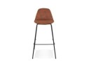 Tabouret de bar GIRON en microfibre brun et pied en métal noir