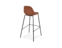 Tabouret de bar GIRON en microfibre brun et pied en métal noir