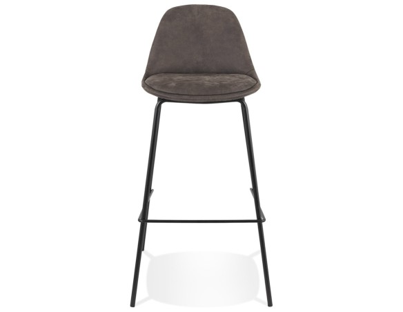 Tabouret de bar GIRON en microfibre gris foncé et pied en métal noir