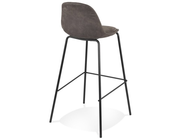 Tabouret de bar GIRON en microfibre gris foncé et pied en métal noir
