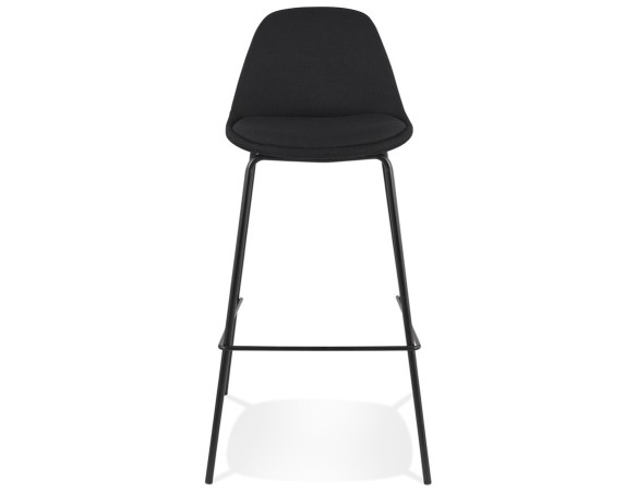 Tabouret de bar BULMA en tissu noir et pied en métal noir