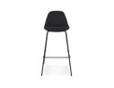 Tabouret de bar BULMA en tissu noir et pied en métal noir