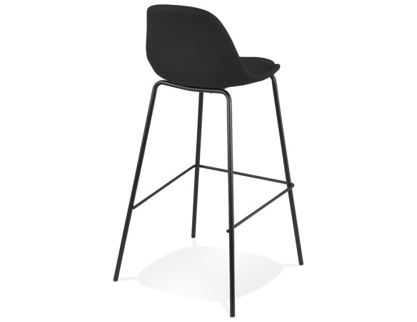 Tabouret de bar BULMA en tissu noir et pied en métal noir