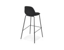 Tabouret de bar BULMA en tissu noir et pied en métal noir