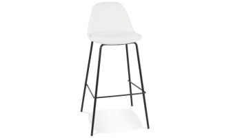 BS06510WHBL 5404028337608 Tabouret de bar PLUMAR en tissu bouclé blanc et pied en métal noir
