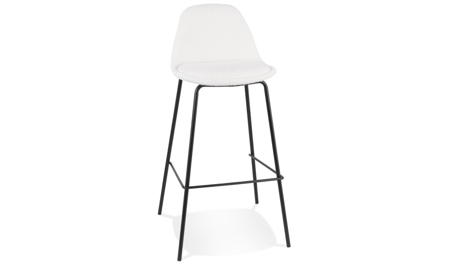 BS06510WHBL 5404028337608 Tabouret de bar PLUMAR en tissu bouclé blanc et pied en métal noir