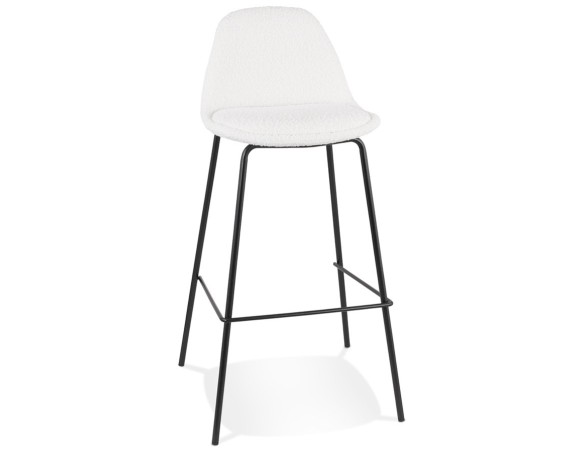 BS06510WHBL 5404028337608 Tabouret de bar PLUMAR en tissu bouclé blanc et pied en métal noir