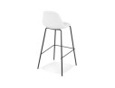 Tabouret de bar PLUMAR en tissu bouclé blanc et pied en métal noir