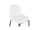 Tabouret de bar PLUMAR en tissu bouclé blanc et pied en métal noir