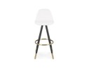 Tabouret de bar CLARISSE en tissu bouloché blanc et 4 pieds en bois noir