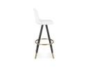 Tabouret de bar CLARISSE en tissu bouloché blanc et 4 pieds en bois noir