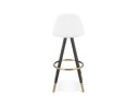 Tabouret de bar CLARISSE en tissu bouloché blanc et 4 pieds en bois noir