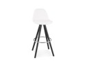 BS06290WHBL 5404028337028 Tabouret de bar FLORENCE en tissu bouloché blanc et 4 pieds en bois noir