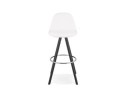 Tabouret de bar FLORENCE en tissu bouloché blanc et 4 pieds en bois noir