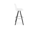 Tabouret de bar FLORENCE en tissu bouloché blanc et 4 pieds en bois noir
