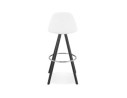 Tabouret de bar FLORENCE en tissu bouloché blanc et 4 pieds en bois noir
