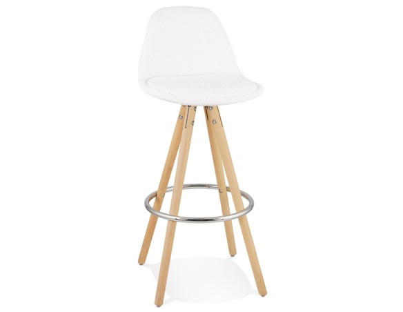 BS06310WHNA 5404028337066 Tabouret de bar FLORENCE en tissu bouloché blanc style scandinave