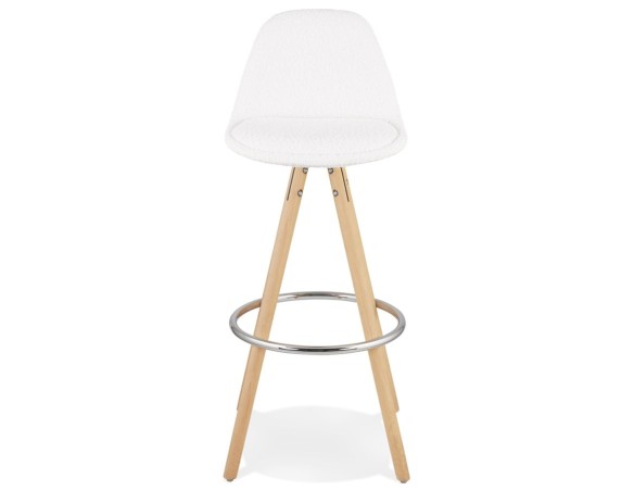 Tabouret de bar FLORENCE en tissu bouloché blanc style scandinave