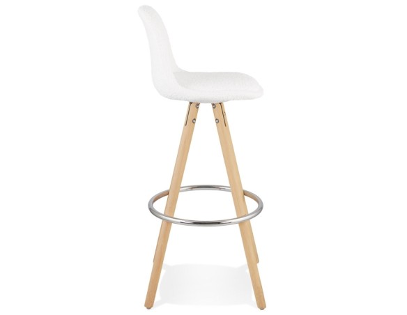 Tabouret de bar FLORENCE en tissu bouloché blanc style scandinave