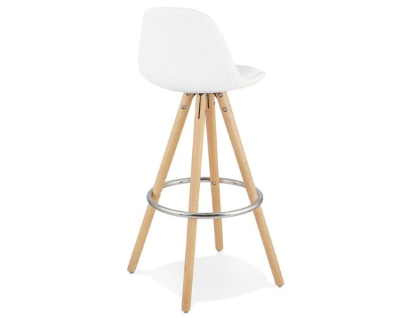 Tabouret de bar FLORENCE en tissu bouloché blanc style scandinave