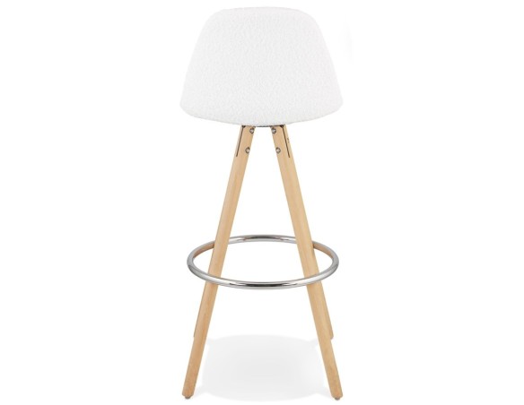Tabouret de bar FLORENCE en tissu bouloché blanc style scandinave