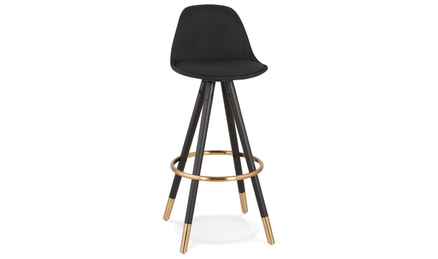 BS04010BLBL 5420072093208 Tabouret de bar vintage GATO en tissu et bois noir BS04010BLBL 5420072093208 Tabouret de bar vintage GATO en tissu et bois noir