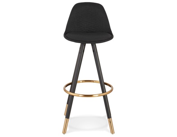 Tabouret de bar vintage GATO en tissu et bois noir