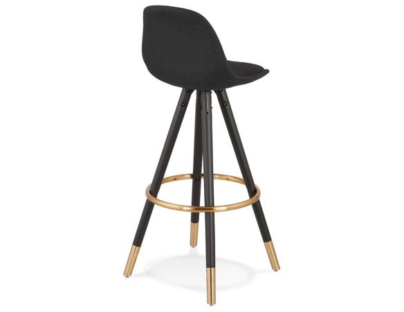 Tabouret de bar vintage GATO en tissu et bois noir