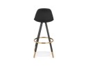 Tabouret de bar vintage GATO en tissu et bois noir