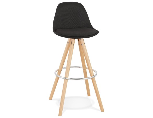 BS04050BLNA 5420072093284 Tabouret de bar design DANI en tissu noir et pieds en bois naturel