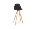 BS04050BLNA 5420072093284 Tabouret de bar design DANI en tissu noir et pieds en bois naturel