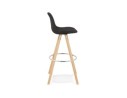 Tabouret de bar design DANI en tissu noir et pieds en bois naturel