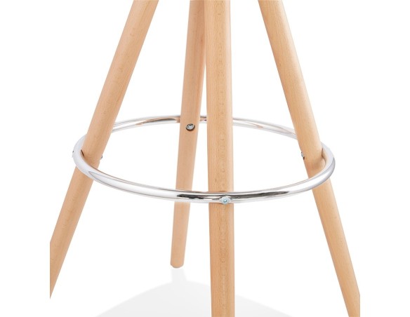 Tabouret de bar design DANI en tissu noir et pieds en bois naturel