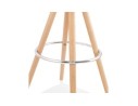 Tabouret de bar design DANI en tissu noir et pieds en bois naturel