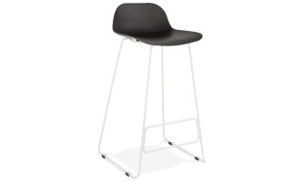 BS02070BLWH 5420072058535 Tabouret de bar design BABYLOS noir avec pieds en métal blanc