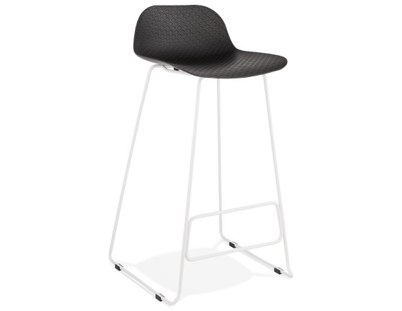 BS02070BLWH 5420072058535 Tabouret de bar design BABYLOS noir avec pieds en métal blanc