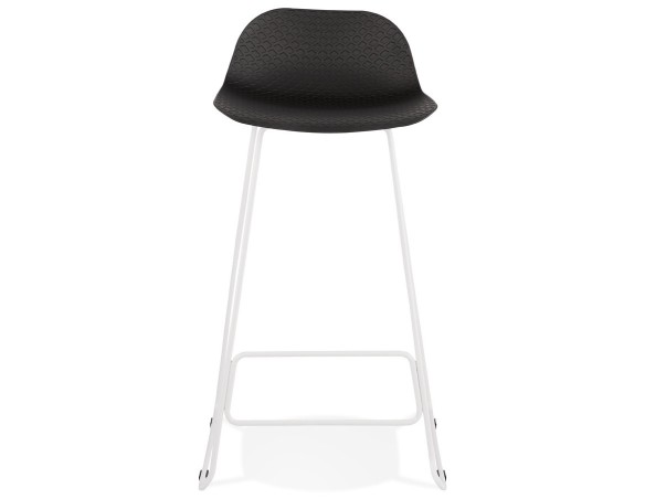 Tabouret de bar design BABYLOS noir avec pieds en métal blanc