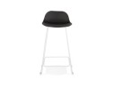 Tabouret de bar design BABYLOS noir avec pieds en métal blanc