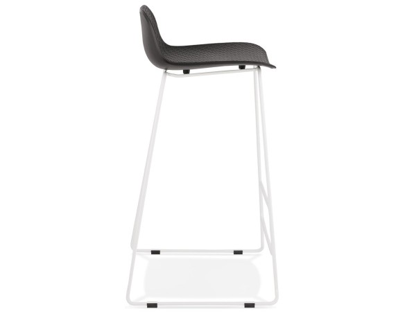 Tabouret de bar design BABYLOS noir avec pieds en métal blanc