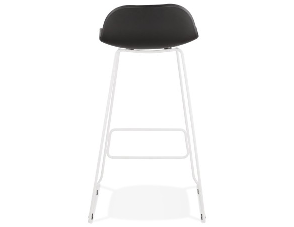 Tabouret de bar design BABYLOS noir avec pieds en métal blanc