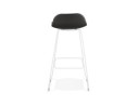 Tabouret de bar design BABYLOS noir avec pieds en métal blanc